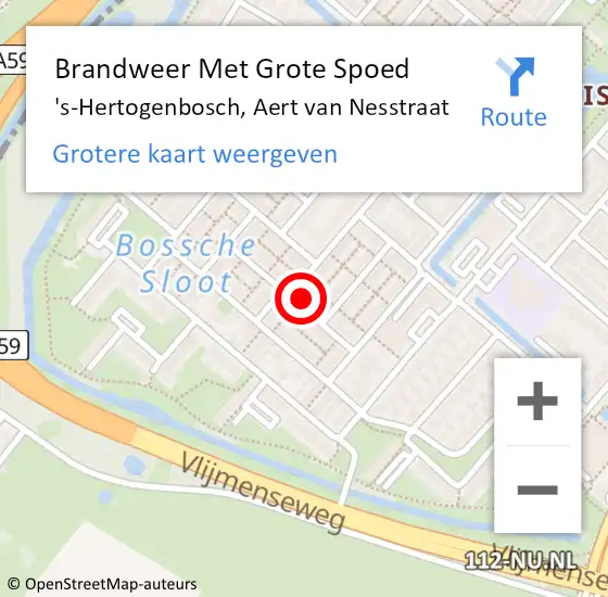 Locatie op kaart van de 112 melding: Brandweer Met Grote Spoed Naar 's-Hertogenbosch, Aert van Nesstraat op 4 april 2025 01:14