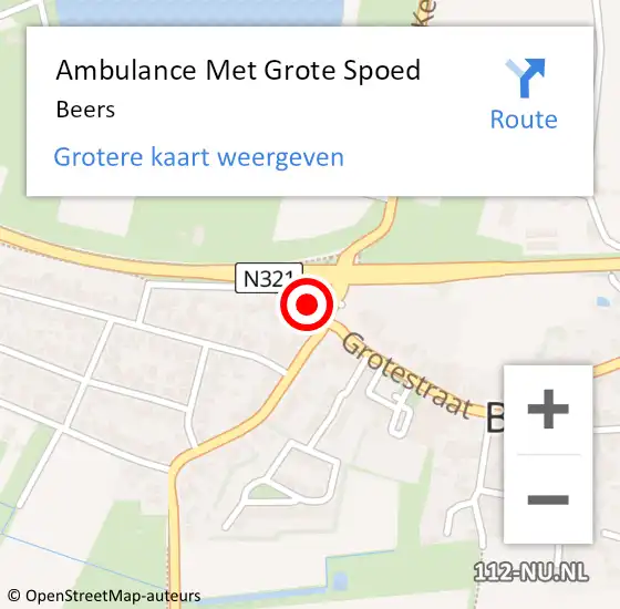 Locatie op kaart van de 112 melding: Ambulance Met Grote Spoed Naar Beers op 4 april 2025 03:28