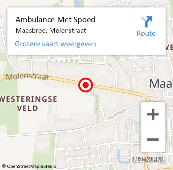 Locatie op kaart van de 112 melding: Ambulance Met Spoed Naar Maasbree, Molenstraat op 12 november 2014 09:04