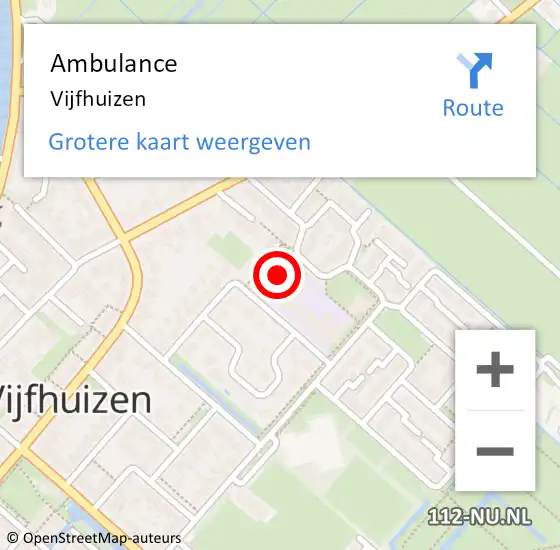 Locatie op kaart van de 112 melding: Ambulance Vijfhuizen op 4 april 2025 06:42