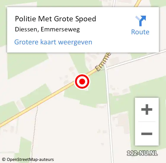 Locatie op kaart van de 112 melding: Politie Met Grote Spoed Naar Diessen, Emmerseweg op 4 april 2025 08:53