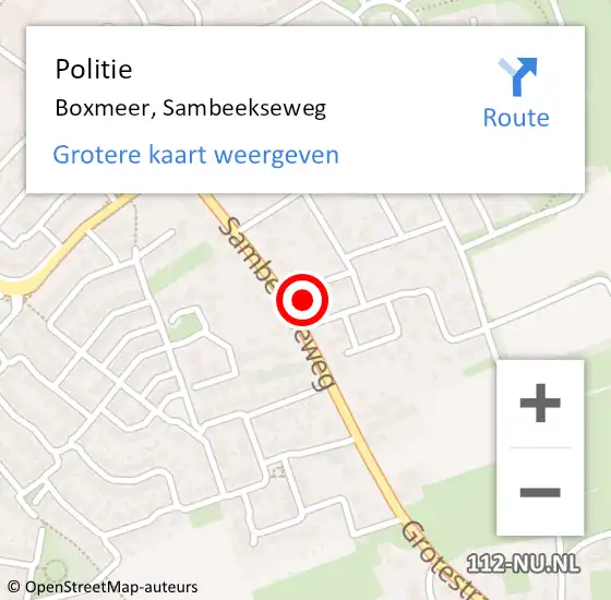 Locatie op kaart van de 112 melding: Politie Boxmeer, Sambeekseweg op 4 april 2025 09:09