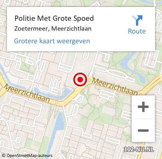Locatie op kaart van de 112 melding: Politie Met Grote Spoed Naar Zoetermeer, Meerzichtlaan op 4 april 2025 10:04