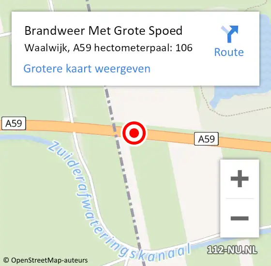 Locatie op kaart van de 112 melding: Brandweer Met Grote Spoed Naar Waalwijk, A59 hectometerpaal: 106 op 4 april 2025 10:10