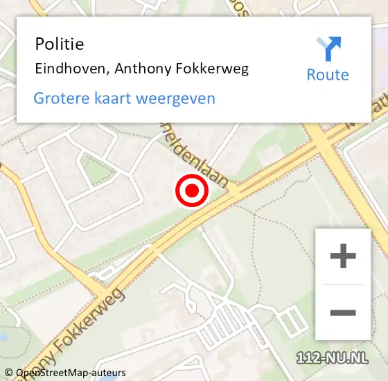 Locatie op kaart van de 112 melding: Politie Eindhoven, Anthony Fokkerweg op 4 april 2025 10:21