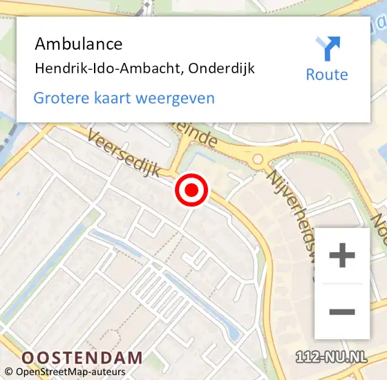 Locatie op kaart van de 112 melding: Ambulance Hendrik-Ido-Ambacht, Onderdijk op 4 april 2025 11:20