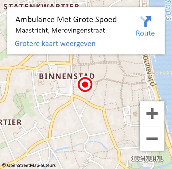Locatie op kaart van de 112 melding: Ambulance Met Grote Spoed Naar Maastricht, Severenplein op 12 november 2014 09:31