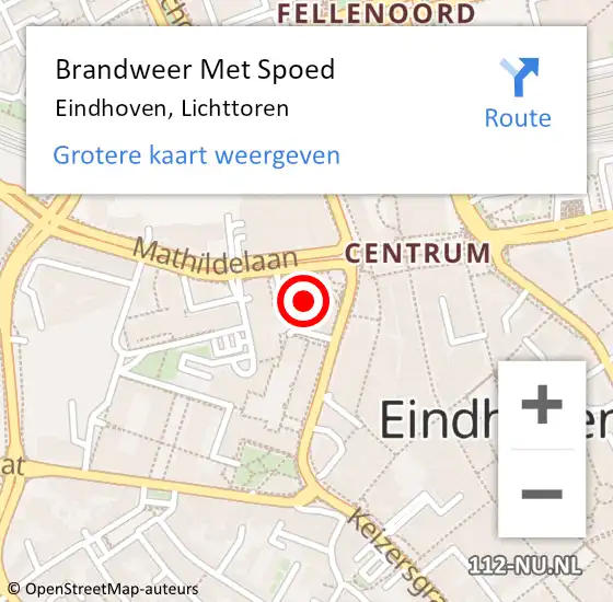 Locatie op kaart van de 112 melding: Brandweer Met Spoed Naar Eindhoven, Lichttoren op 4 april 2025 11:55
