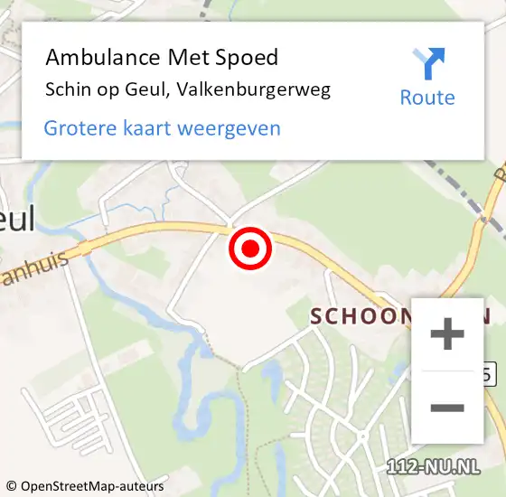 Locatie op kaart van de 112 melding: Ambulance Met Spoed Naar Schin op Geul, Valkenburgerweg op 20 oktober 2013 20:08