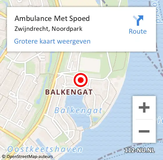 Locatie op kaart van de 112 melding: Ambulance Met Spoed Naar Zwijndrecht, Noordpark op 4 april 2025 12:04