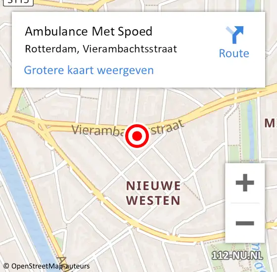 Locatie op kaart van de 112 melding: Ambulance Met Spoed Naar Rotterdam, Vierambachtsstraat op 4 april 2025 12:19