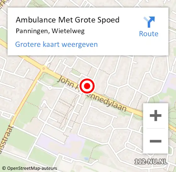 Locatie op kaart van de 112 melding: Ambulance Met Grote Spoed Naar Panningen, Wietelweg op 12 november 2014 09:40