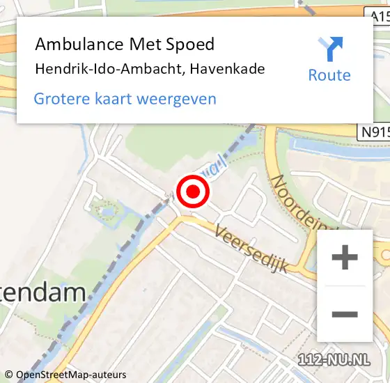 Locatie op kaart van de 112 melding: Ambulance Met Spoed Naar Hendrik-Ido-Ambacht, Havenkade op 4 april 2025 13:04