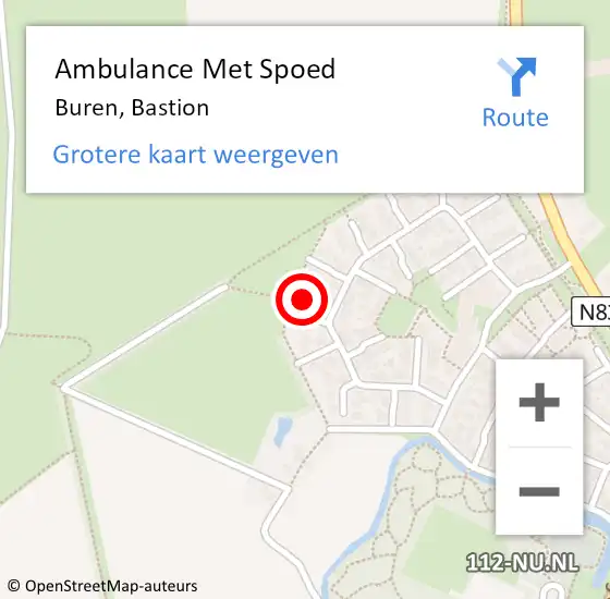 Locatie op kaart van de 112 melding: Ambulance Met Spoed Naar Buren, Bastion op 12 november 2014 09:47