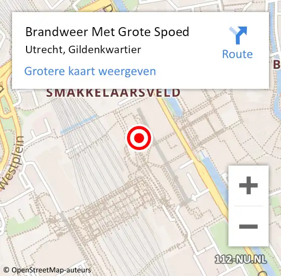 Locatie op kaart van de 112 melding: Brandweer Met Grote Spoed Naar Utrecht, Gildenkwartier op 4 april 2025 13:34