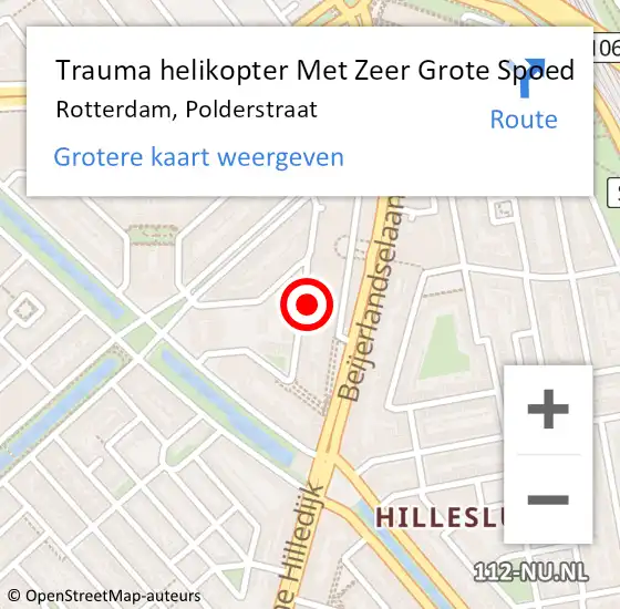 Locatie op kaart van de 112 melding: Trauma helikopter Met Zeer Grote Spoed Naar Rotterdam, Polderstraat op 4 april 2025 13:43