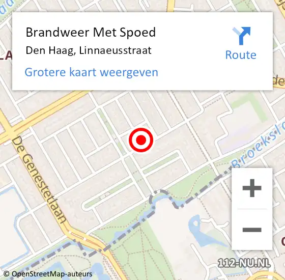 Locatie op kaart van de 112 melding: Brandweer Met Spoed Naar Den Haag, Linnaeusstraat op 4 april 2025 13:50