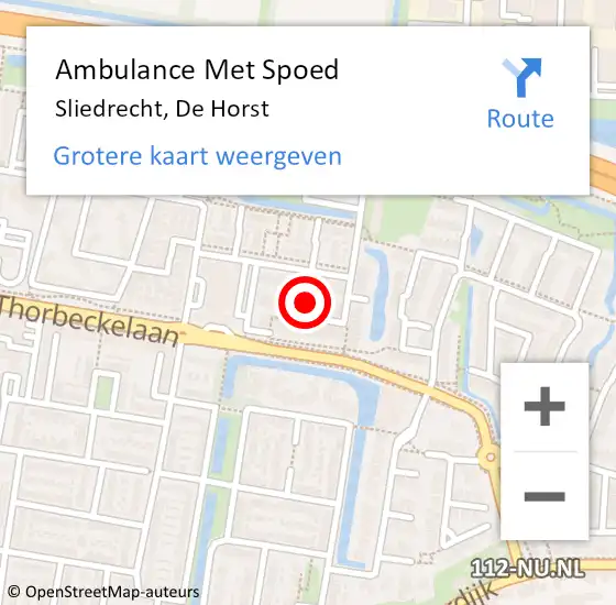 Locatie op kaart van de 112 melding: Ambulance Met Spoed Naar Sliedrecht, De Horst op 4 april 2025 14:06