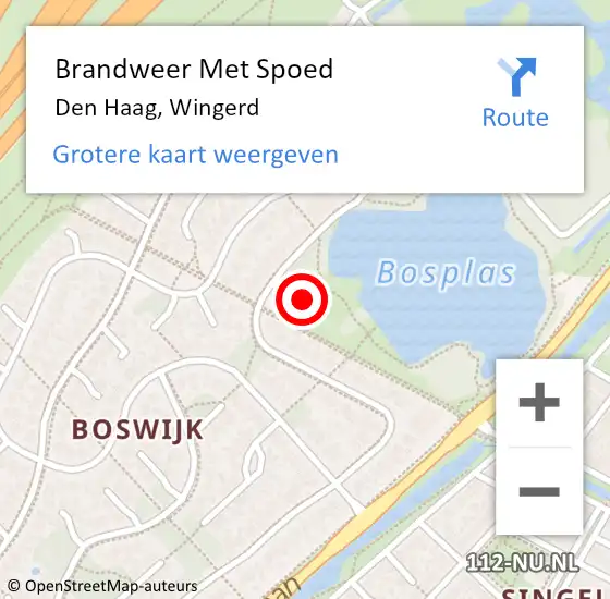 Locatie op kaart van de 112 melding: Brandweer Met Spoed Naar Den Haag, Wingerd op 4 april 2025 14:11