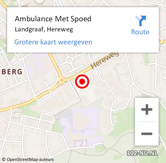 Locatie op kaart van de 112 melding: Ambulance Met Spoed Naar Landgraaf, Hereweg op 12 november 2014 09:55