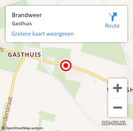 Locatie op kaart van de 112 melding: Brandweer Gasthuis op 12 november 2014 09:57