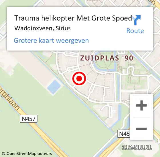 Locatie op kaart van de 112 melding: Trauma helikopter Met Grote Spoed Naar Waddinxveen, Sirius op 4 april 2025 14:50