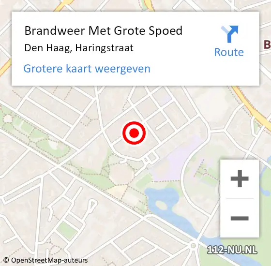 Locatie op kaart van de 112 melding: Brandweer Met Grote Spoed Naar Den Haag, Haringstraat op 4 april 2025 14:58