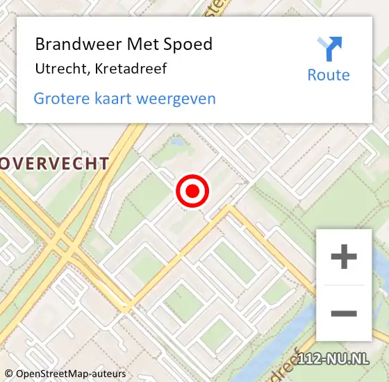Locatie op kaart van de 112 melding: Brandweer Met Spoed Naar Utrecht, Kretadreef op 4 april 2025 15:04