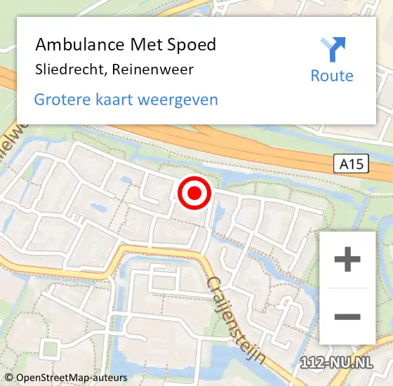 Locatie op kaart van de 112 melding: Ambulance Met Spoed Naar Sliedrecht, Reinenweer op 4 april 2025 15:13