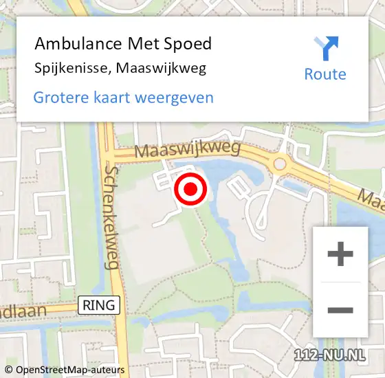 Locatie op kaart van de 112 melding: Ambulance Met Spoed Naar Spijkenisse, Maaswijkweg op 4 april 2025 15:27