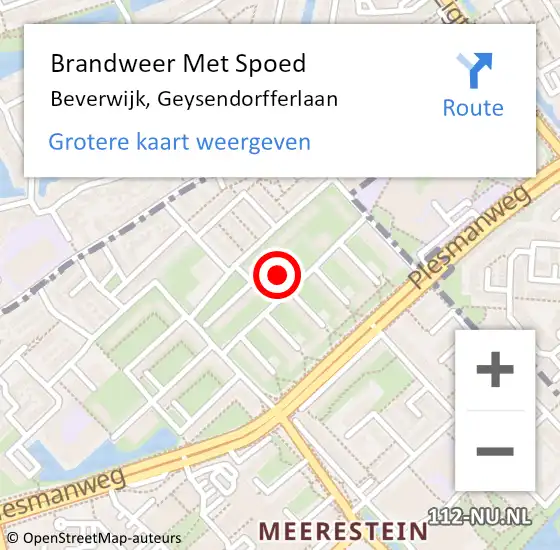 Locatie op kaart van de 112 melding: Brandweer Met Spoed Naar Beverwijk, Geysendorfferlaan op 4 april 2025 15:41