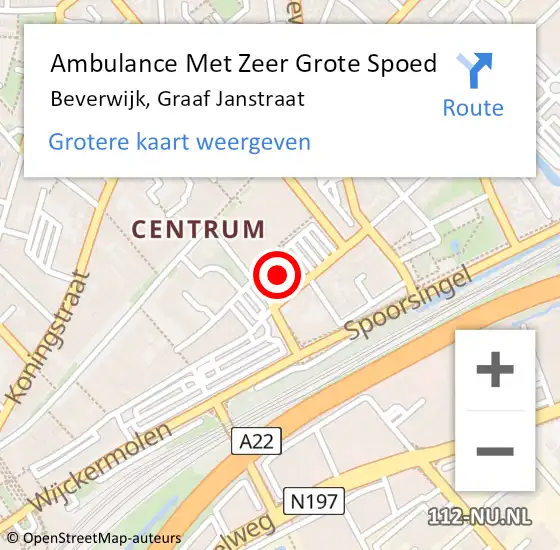 Locatie op kaart van de 112 melding: Ambulance Met Zeer Grote Spoed Naar Beverwijk, Graaf Janstraat op 4 april 2025 15:51