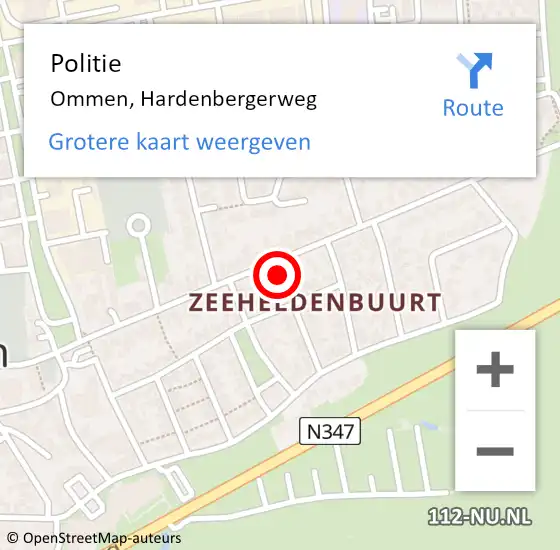 Locatie op kaart van de 112 melding: Politie Ommen, Hardenbergerweg op 4 april 2025 15:58