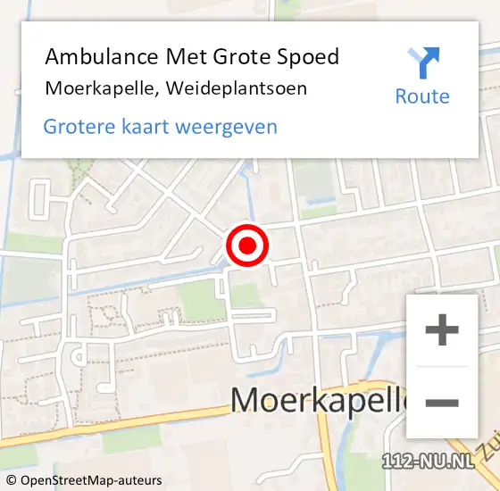 Locatie op kaart van de 112 melding: Ambulance Met Grote Spoed Naar Moerkapelle, Weideplantsoen op 4 april 2025 16:12