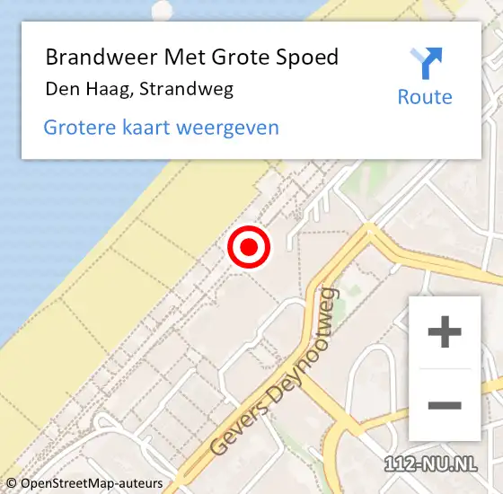 Locatie op kaart van de 112 melding: Brandweer Met Grote Spoed Naar Den Haag, Strandweg op 4 april 2025 16:12