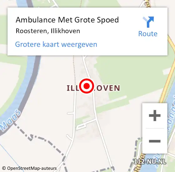 Locatie op kaart van de 112 melding: Ambulance Met Grote Spoed Naar Roosteren, Illikhoven op 12 november 2014 10:11