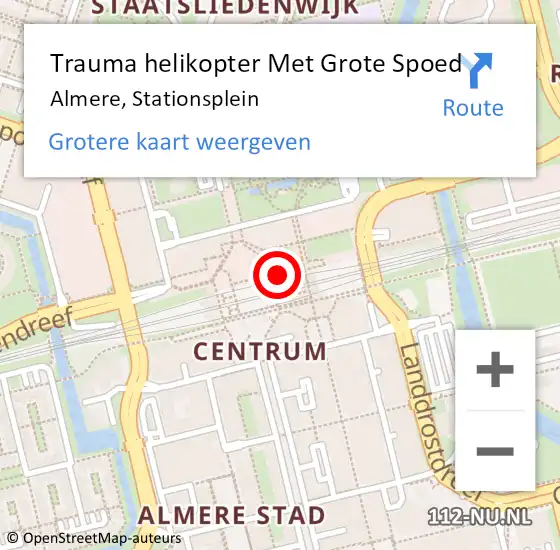 Locatie op kaart van de 112 melding: Trauma helikopter Met Grote Spoed Naar Almere, Stationsplein op 4 april 2025 16:31