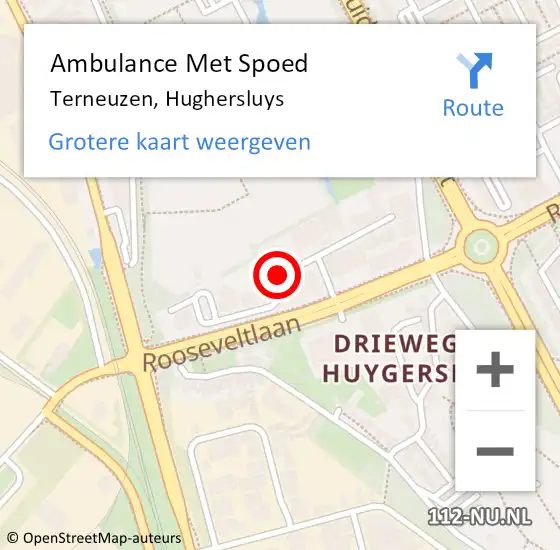 Locatie op kaart van de 112 melding: Ambulance Met Spoed Naar Terneuzen, Hughersluys op 12 november 2014 10:14