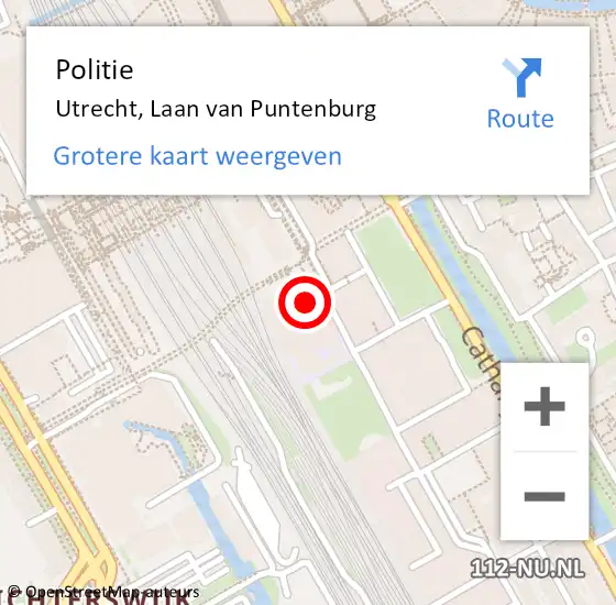 Locatie op kaart van de 112 melding: Politie Utrecht, Laan van Puntenburg op 4 april 2025 17:00