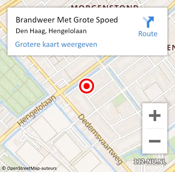 Locatie op kaart van de 112 melding: Brandweer Met Grote Spoed Naar Den Haag, Hengelolaan op 4 april 2025 17:07