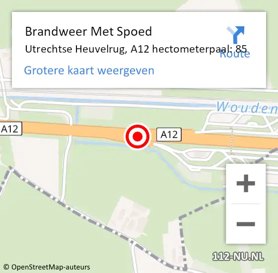 Locatie op kaart van de 112 melding: Brandweer Met Spoed Naar Utrechtse Heuvelrug, A12 hectometerpaal: 85 op 4 april 2025 17:52