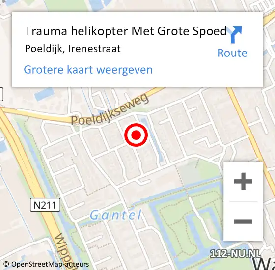 Locatie op kaart van de 112 melding: Trauma helikopter Met Grote Spoed Naar Poeldijk, Irenestraat op 4 april 2025 18:00
