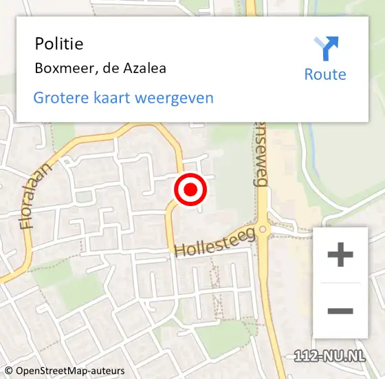 Locatie op kaart van de 112 melding: Politie Boxmeer, de Azalea op 4 april 2025 18:39
