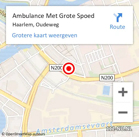 Locatie op kaart van de 112 melding: Ambulance Met Grote Spoed Naar Haarlem, Oudeweg op 4 april 2025 18:41
