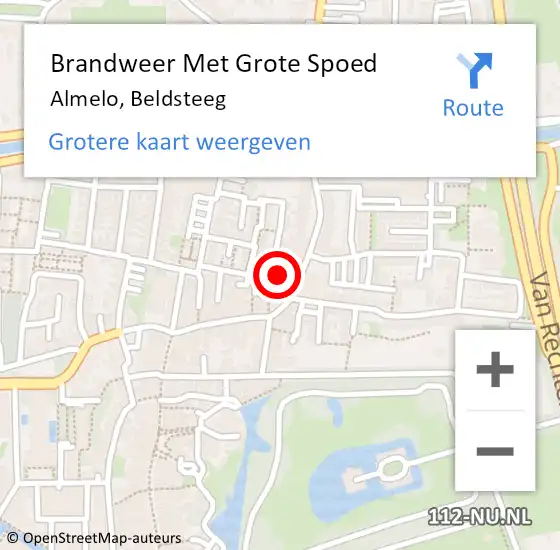 Locatie op kaart van de 112 melding: Brandweer Met Grote Spoed Naar Almelo, Beldsteeg op 4 april 2025 19:26