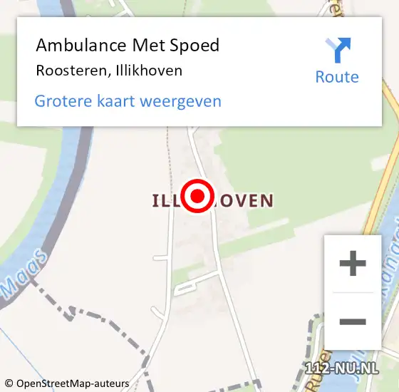 Locatie op kaart van de 112 melding: Ambulance Met Spoed Naar Roosteren, Illikhoven op 12 november 2014 10:35