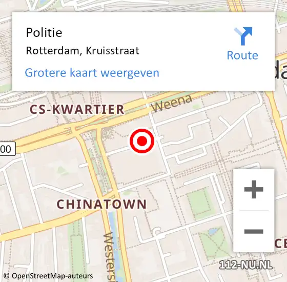 Locatie op kaart van de 112 melding: Politie Rotterdam, Kruisstraat op 4 april 2025 19:40