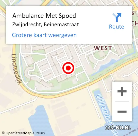 Locatie op kaart van de 112 melding: Ambulance Met Spoed Naar Zwijndrecht, Beinemastraat op 4 april 2025 19:46