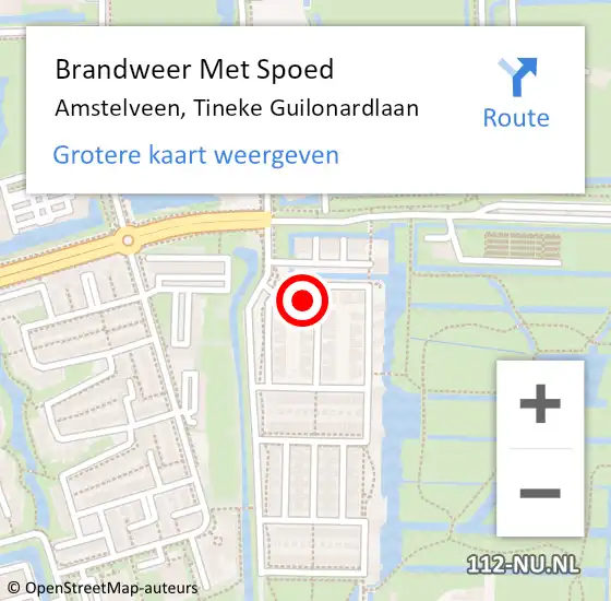Locatie op kaart van de 112 melding: Brandweer Met Spoed Naar Amstelveen, Tineke Guilonardlaan op 4 april 2025 19:53