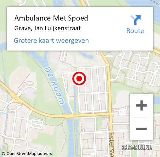 Locatie op kaart van de 112 melding: Ambulance Met Spoed Naar Grave, Jan Luijkenstraat op 12 november 2014 10:41